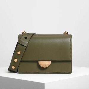 New CHARLES & KEITH Metallic Accent Push Lock Crossbody Bag